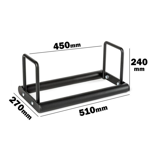 A black metal rectangular frame with dimensions labeled. The length is 510mm, width is 270mm, and height is 240mm. Inner length is marked as 450mm. The frame has rounded corners and two vertical bars on the shorter sides.