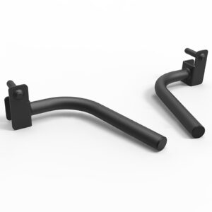 Close-up of two ATX® 500 Dip Handles, black L-shaped metal brackets with cylindrical arms, handles, and mounting mechanisms on a white background.
