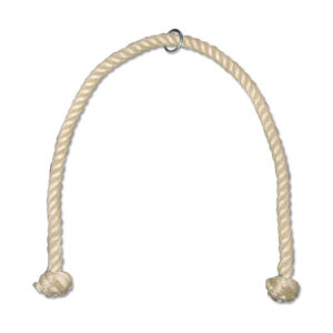 The ATX® V Bar Rotational Blackline features a U-shaped beige rope with knotted ends and a metal ring at the top. The rope, made of coarse natural fibers, is set against a plain white background.