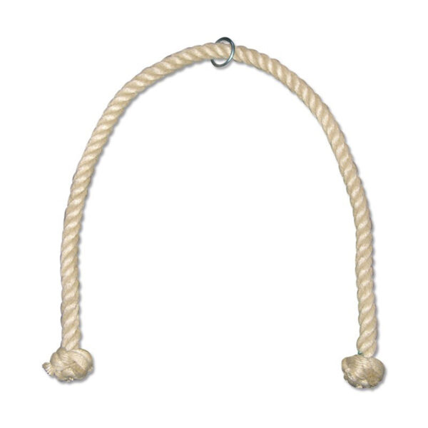 The ATX® V Bar Rotational Blackline features a U-shaped beige rope with knotted ends and a metal ring at the top. The rope, made of coarse natural fibers, is set against a plain white background.