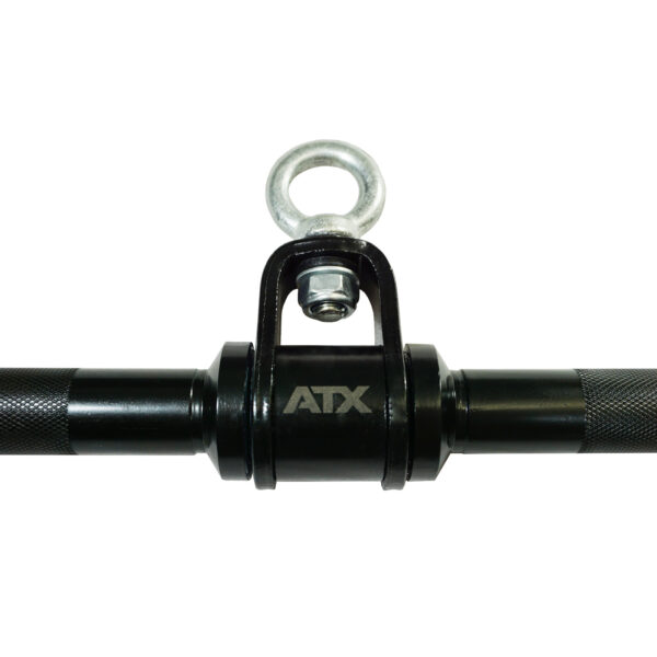 The ATX® Lat Bar Blackline pull-up attachment features a metal eyelet for secure connection and textured grips on each side for better hold.