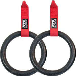 The ATX® Gym Ring Option features two black rings with red straps adorned with an ATX logo, placed side by side on a white background.