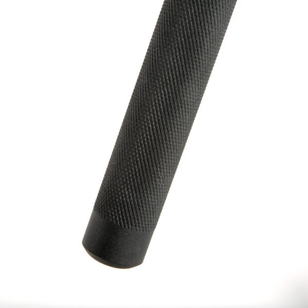 Close-up of a textured black cylindrical handle from the ATX® Jammer Arms, set against a white background.