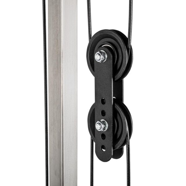 The ATX® Lat Option 520 215cm features a black metal pulley system on a vertical frame. It has multiple wheels with cables for lifting or tensioning, set against a plain white background.