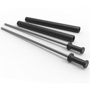The ATX® Spotters Sabre 70cm set includes two long, slender metal batons with rubber handles, accompanied by two black cylindrical storage cases, ideal for martial arts or self-defense training and shown on a white background.