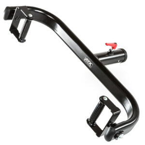 The ATX® Revolving Handle Attachment features a sleek, curved black metal handle with two grip sections, a red lever at one end, and a visible logo.