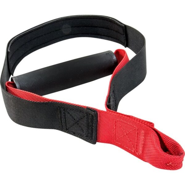 A red and black kayak carry handle featuring reinforced stitching, an ergonomic grip, and robust support comparable to the ATX® Suspension Trainer Set PRO.
