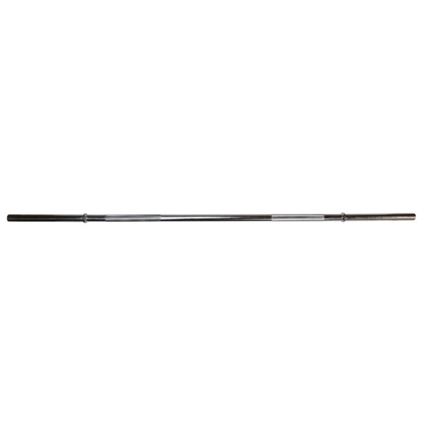 The Standard Super Curl Bar, featuring grip sections and a smooth, polished metal surface, is isolated on a white background. Ideal for weightlifting and strength training.