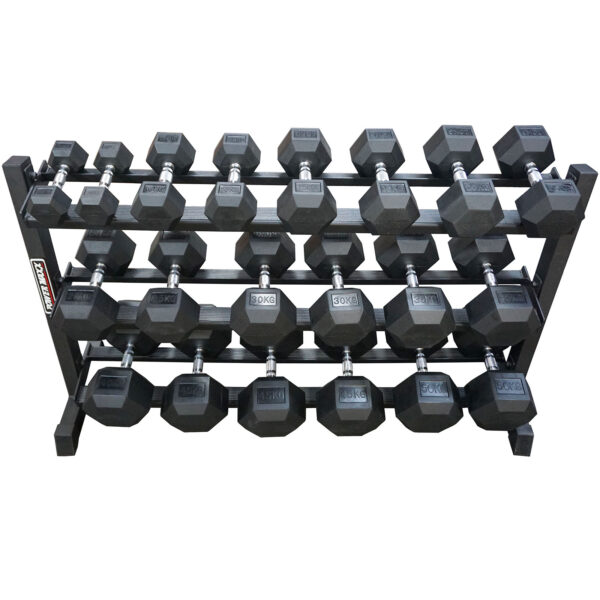 5kg - 50kg Rubber Hex 10pr with Rack - Image 2