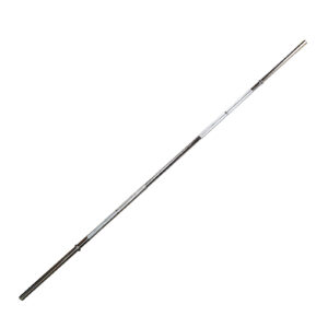 The Power Maxx 8 Barbell Holder is a long, steel bar with knurled grips and weight plate sleeves on each end, designed for weightlifting exercises. The background is plain white.