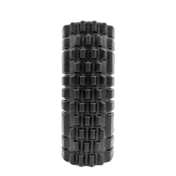 The Power Maxx EVA Foam Roller, featuring a grid texture, is positioned vertically against a white background.