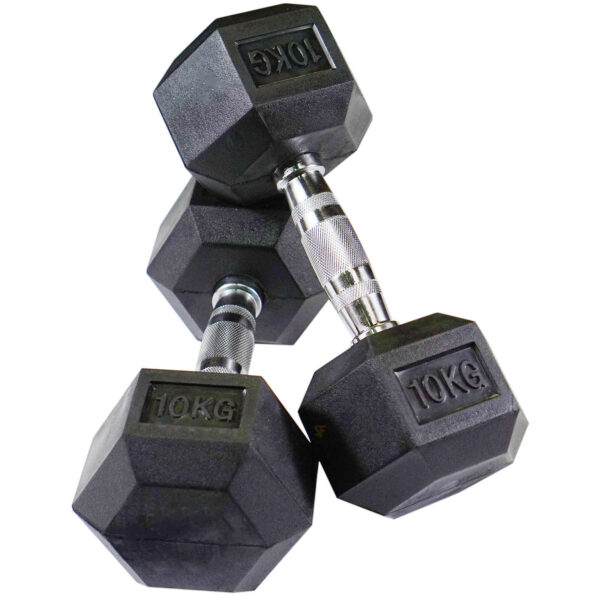 1-10kg Rubber Hex Dumbbell Set - Image 14