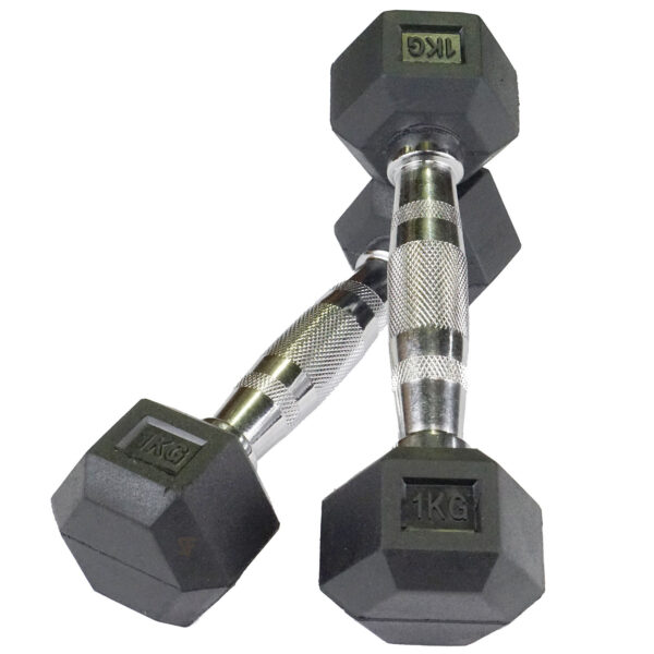 1-10kg Rubber Hex Dumbbell Set - Image 5