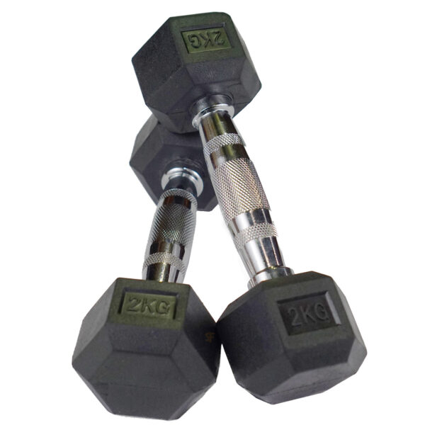 1-10kg Rubber Hex Dumbbell Set - Image 6