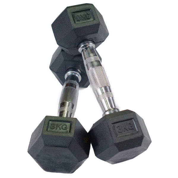 1-10kg Rubber Hex Dumbbell Set - Image 7