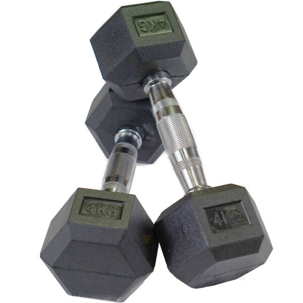 1-10kg Rubber Hex Dumbbell Set - Image 8