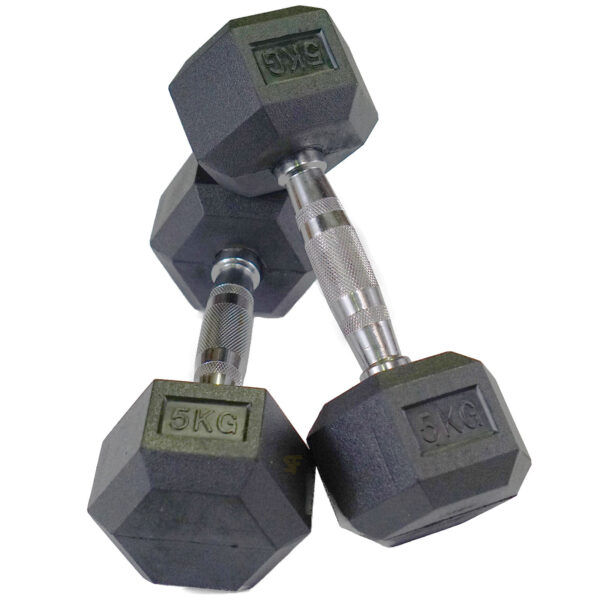 1-10kg Rubber Hex Dumbbell Set - Image 9