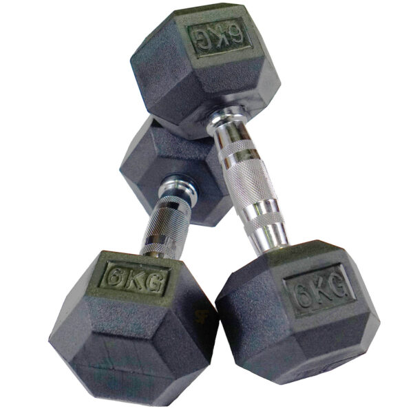 1-10kg Rubber Hex Dumbbell Set - Image 10