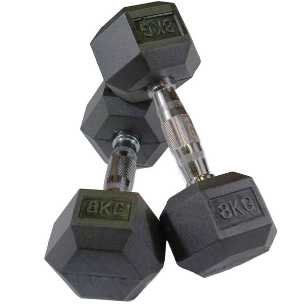 1-10kg Rubber Hex Dumbbell Set - Image 12