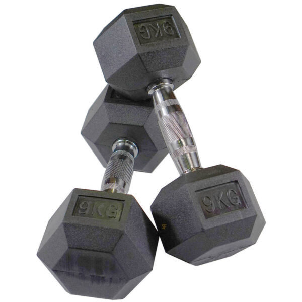 1-10kg Rubber Hex Dumbbell Set - Image 13