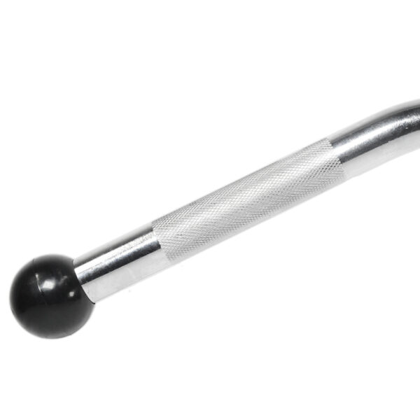 Close-up of the Lat Pulldown Bar with a textured grip and black round knob at the end. The bar is slightly curved, suggesting its part of a mechanical device or tool. Background is white.