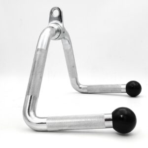 The Multi Purpose Exercise Bar features a chrome-plated metal handle with knurled grips and black rubber ends, perfect for exercise equipment, shown on a white background.