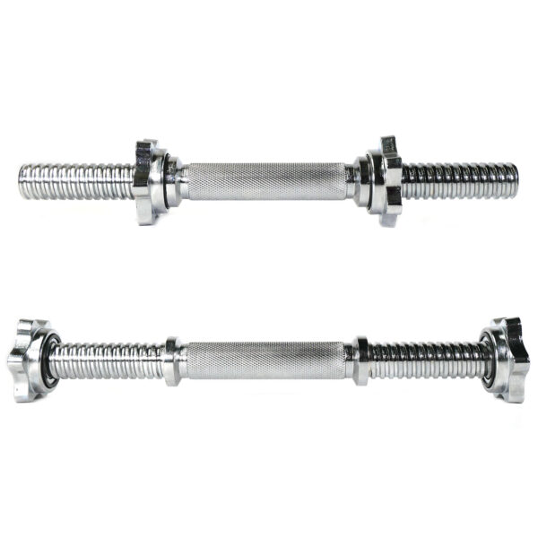 A pair of Standard Dumbbell Handles, featuring textured grips and threaded ends for securing weight plates, displayed on a white background.