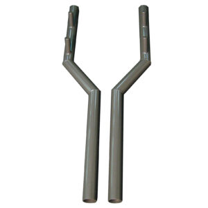 Two Ironmaster Barbell Attachments, featuring a gray Y-shaped metal design with three angled sections each, stand vertically against a white background, forming a symmetrical pair.