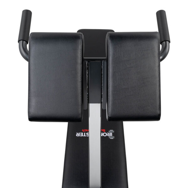 The Ironmaster Hyper Core Attachment is viewed from above, showcasing two large black padded supports and handles on each side.