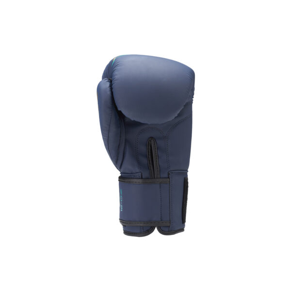 A solitary navy Sting Aurora Womens Boxing Glove featuring visible stitching and an adjustable wrist strap, photographed against a plain white backdrop.
