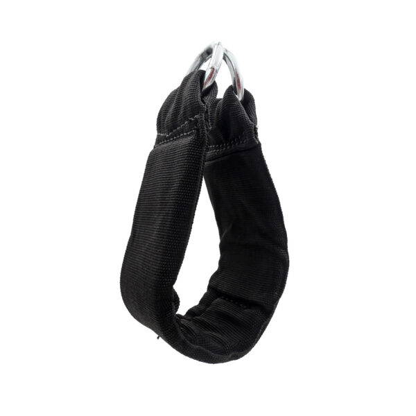 The Spud Inc Heavy Duty Ankle Cuff is a black padded fitness strap featuring metal rings, perfect for weightlifting or resistance training, and set against a pristine white background.