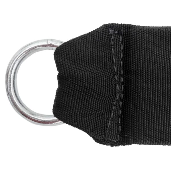 The Spud Inc Heavy Duty Ankle Cuff features a durable black fabric strap with stitched edges and is attached to a shiny silver metal ring on the left side. The fabric texture and stitching details are clearly visible against a plain white background.