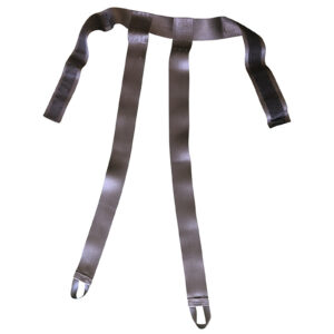 The Spud Inc Dr Squat Strap is a brown satin jockstrap with four straps, featuring adjustable loops at each straps bottom.