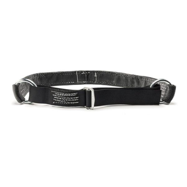The Spud Inc Glute Ham Strap, featuring a black adjustable strap with metal D-rings and reinforced stitching, is displayed flat against a white background.