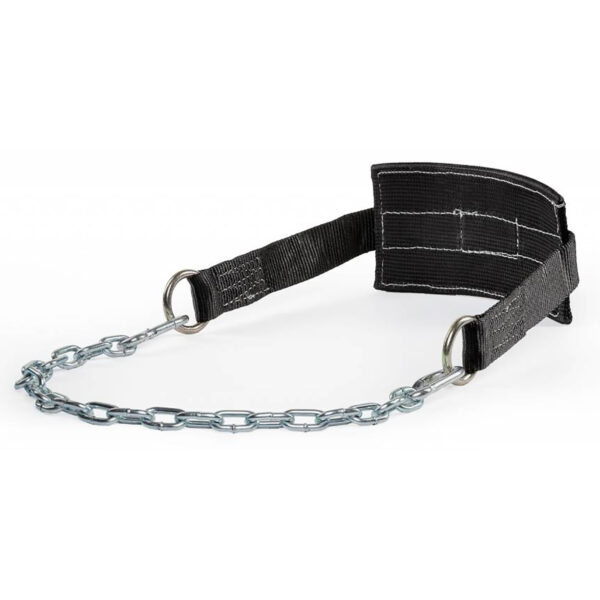 The Spud Chainless Dip Belt offers sleek black design and robust support for exercises like dips and pull-ups. It secures extra weights with reinforced stitching and durable metal rings, ensuring strength and reliability without needing a chain.