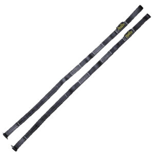 Two black Spud Inc Swing Set Straps with metal hooks at each end for securing cargo. The straps feature brand labels and stitching, displayed on a white background.