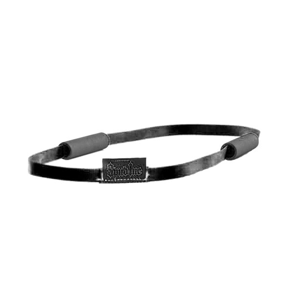 The Spud Inc Utility Strap is a black loop resistance band featuring padded handles, designed for fitness and exercise, with the brand logo prominently displayed on the front against a plain white background.