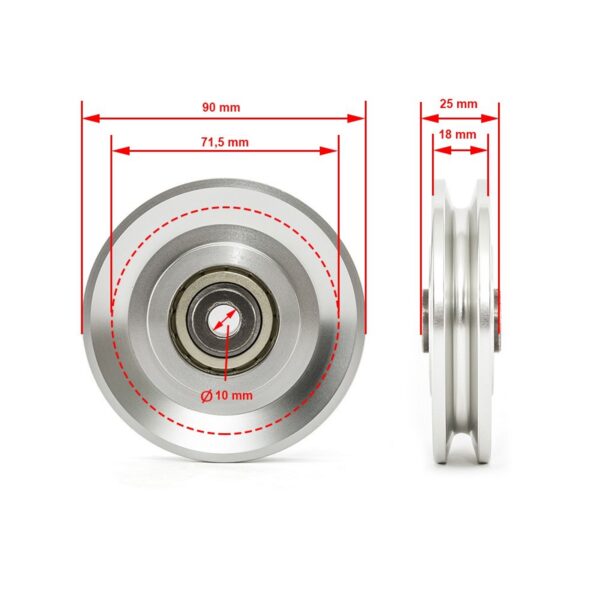 Aluminium Cable Pulley 90mm - Image 4