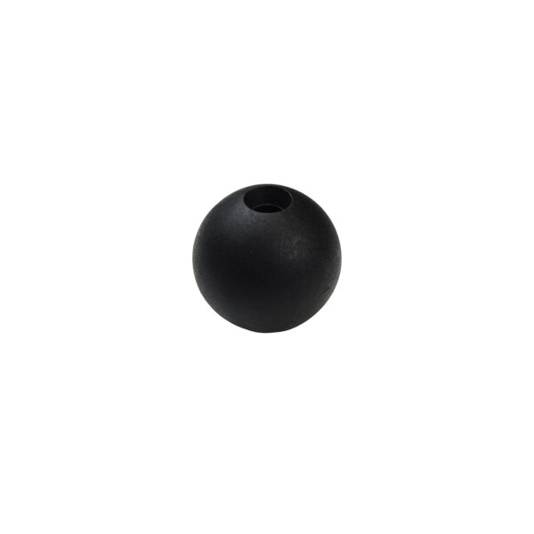 A solitary Gym Cable Ball 25mm, black and spherical with a small top hole, set against a white background.