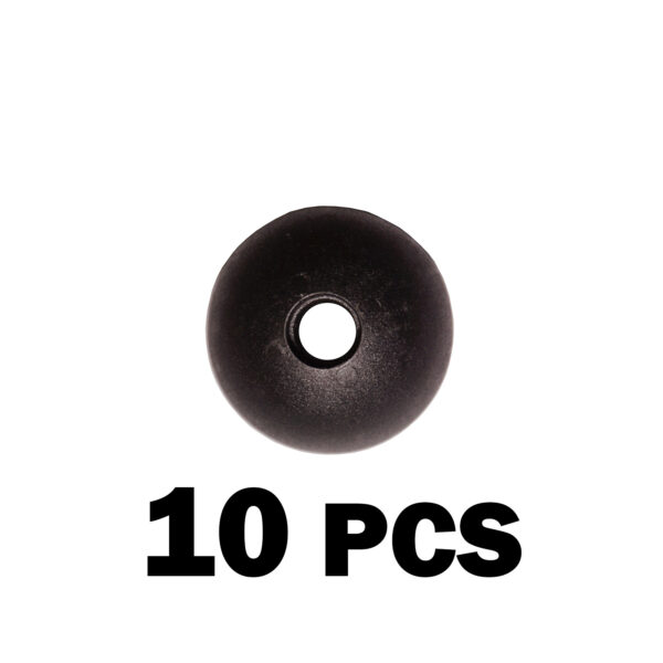 The Gym Cable Ball 25mm, a black circular bead with a central hole viewed from above, is shown against a plain white background. The text 10 PCS is displayed beneath it, indicating a pack of ten pieces.
