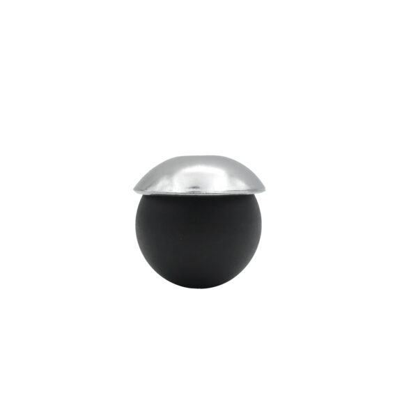 A Gym Cable Ball Shield, featuring a black spherical design with a shiny silver dome-shaped top, is set against a plain white background.