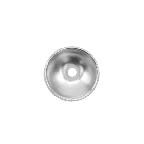 The Gym Cable Ball Shield, featuring a metallic, concave circular design with a small central hole like a shallow dish or reflector, is centered against a white background.