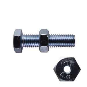 A Cable Gym Bolt M12 with a hex nut mid-shaft and 4.8 and PTF engraved on the head, shown separately in the image.