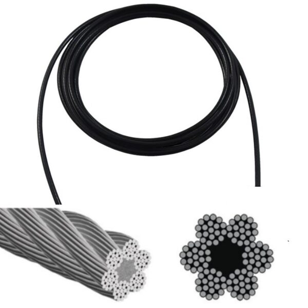 Gym Cable 6 x 19 Fiber Core 1 Metre Polyurethane Coating