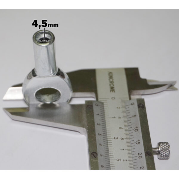 A Gym Cable Swage Eyelet is being measured with a vernier caliper, showing a diameter of 4.5 mm. The caliper features a silver metallic finish and a clear measurement scale in the image.