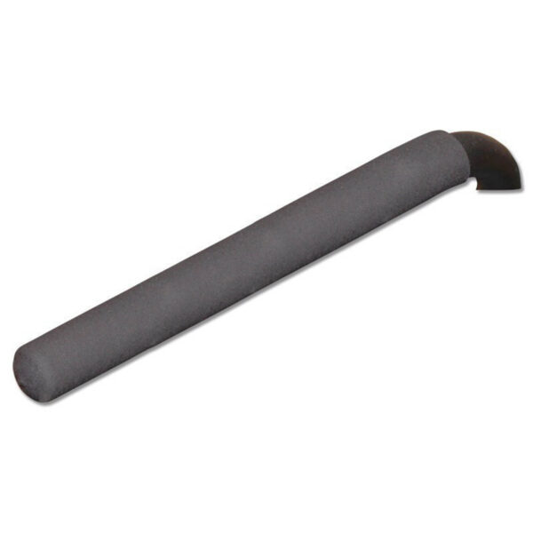 The product image features a Rubber Gym Grip, 25mm x 400mm, in black, displayed against a white background. This cylindrical grip has a hooked end and textured surface for enhanced hold and control.