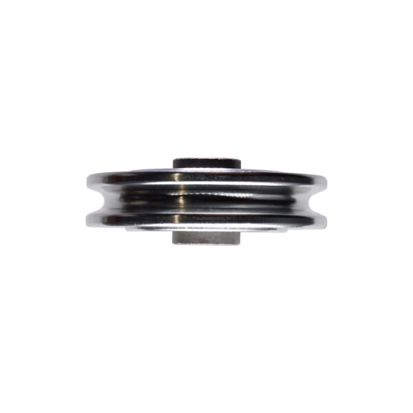 A 70mm Aluminium Pulley with a grooved, circular shape viewed from the side against a plain white background.