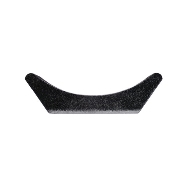 A black, curved Cable Pulley 90mm with a textured surface and crescent-like shape is set against a plain white background.
