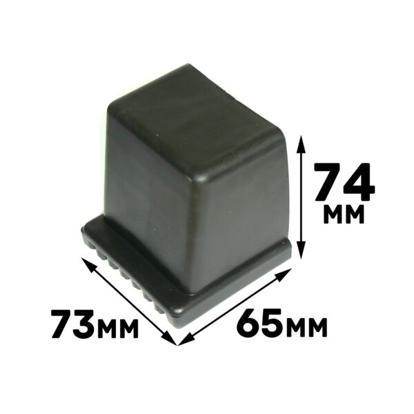 A black Rubber Foot is available with dimensions approximately 74mm in height, 73mm in width, and 65mm in depth.