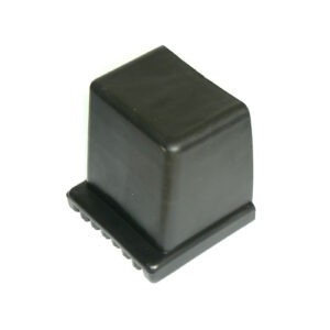 A black, 60mmx60mm square rubber foot with a flat base and textured edge, isolated on a white background.